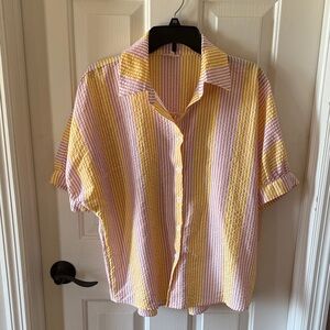 JODIFL Pink and Yellow Striped Shirt